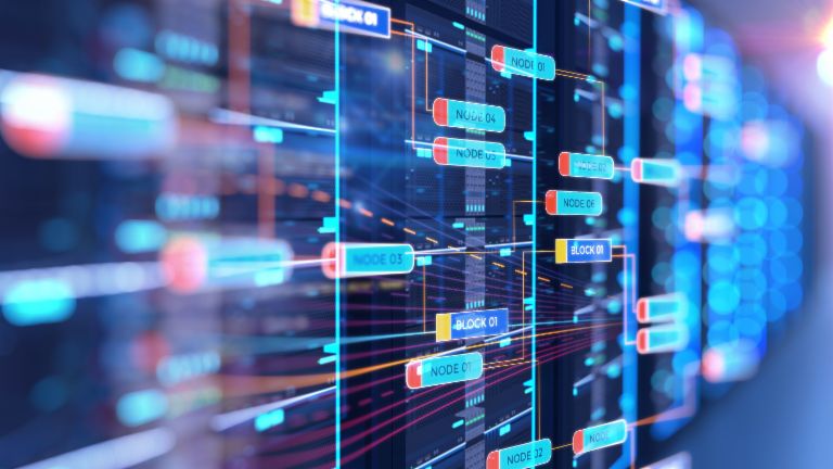 Was Blockchain für Know Your Customer bringt: visuelle Darstellung von Netzwerk-Knoten.